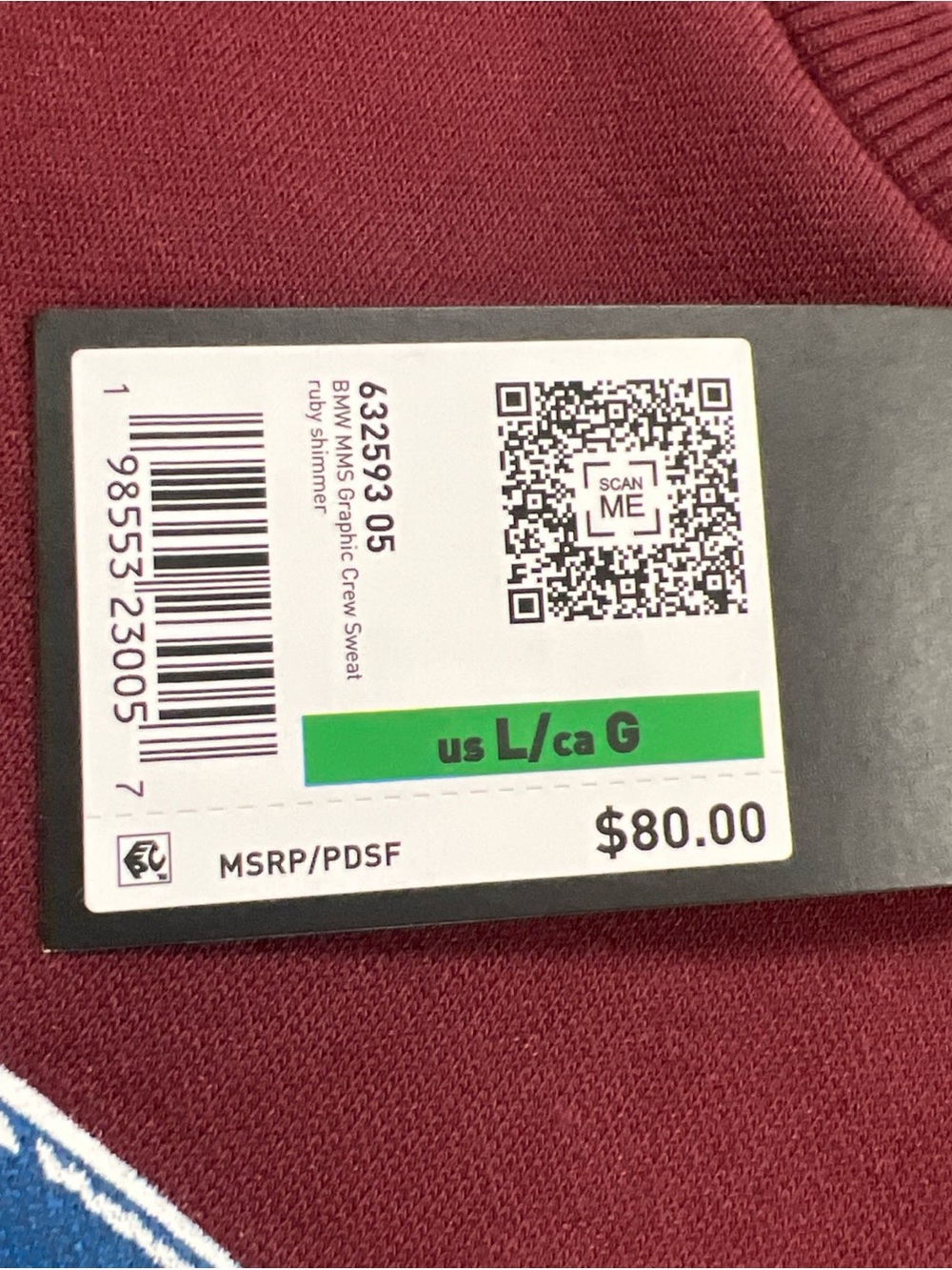 Puma BMW Motorsport MMS Graphic Burgundy Sweatshirt Men’s Large 632593-05 NWT$80 - Picture 5 of 6